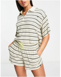 Volcom – popztone – kurz geschnittenes oversize-t-shirt mit mehrfarbigem streifenmuster, kombiteil