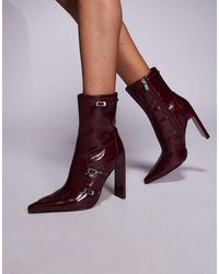 Steve Madden - Fasteneded Buckle Detail High Ankle Boots - Lyst