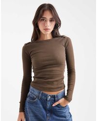 Brave Soul - Long Sleeve Jersey Boat Neck Top - Lyst