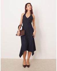 Motel - Comari Halter Midi Chambray Dress - Lyst