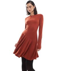 ASOS - High Neck Long Sleeve Skater Mini Dress - Lyst