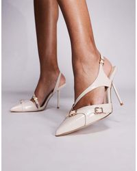 SIMMI - Zapatos Color Piedra De Tacón Alto Con Puntera Fina Y Detalle De Hebilla Vale De Simmi London-Neutro - Lyst