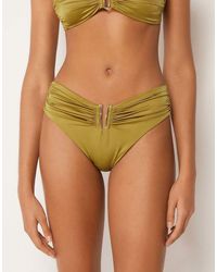 Calzedonia - Shiny Satin High-Waisted Bikini Bottoms - Lyst
