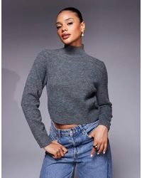 Kaiia - Exclusive High Neck Knitted Flare Sleeve Relaxed Jumper - Lyst
