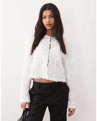 Vila - Floral Jacquard Clasp Front Top - Lyst