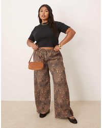 ASOS - Asos design curve - pantalon large gaufré à imprimé léopard - Lyst