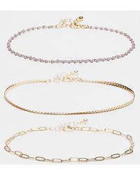ASOS - Pack Of 3 Anklets With Beads And Chain - Lyst