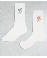 ASOS - Pack De 2 Pares De Calcetines Multicolores Con Gráfico De Pizza De - Lyst