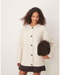 ASOS - Linen Dolphin Hem Collarless Quilted Jacket - Lyst