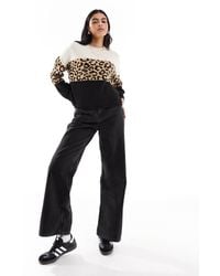 ONLY - Animal Print Colour Block Jumper - Lyst