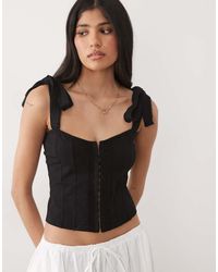 Miss Selfridge - Tie Shoulder Corset Top - Lyst