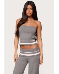 Edikted - Kaliya Stripey Strapless Knit Top - Lyst