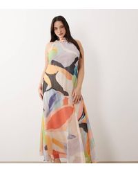 ASOS - Asos Design Curve Chiffon High Neck Maxi Dress - Lyst