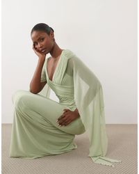 ASOS - – gerafftes netzstoff-maxikleid - Lyst