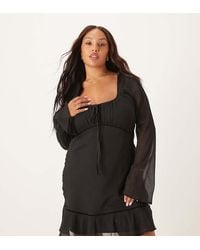 ASOS - Asos Design Curve Ruched Bust Scoop Long Sleeve Mini Dress - Lyst