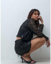 ONLY - Mesh Overlay Sequin Mini Skirt Co-Ord - Lyst