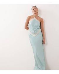 Forever New - Halter Neck Maxi Dress With Lace Trim - Lyst