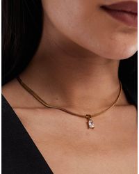 ASOS - Collier maille serpentine en acier inoxydable imperméable avec pendentif zircon cubique - Lyst
