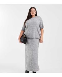 Vero Moda - Rib Knit Midi Skirt - Lyst