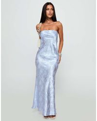 Princess Polly - Haley Satin Floral Jacquard Bandeau Tie Cowl Back Detail Maxi Dress - Lyst