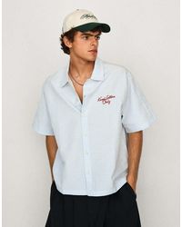 Bershka - Boxy Embroidered Short Sleeve Shirt - Lyst