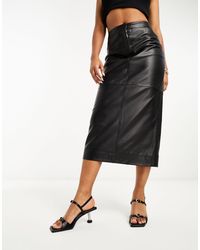 Whistles - Leather Midi Skirt - Lyst