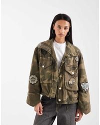 AllSaints - Clay Funnel Neck Camo Patch Jacket - Lyst