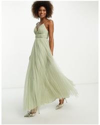 ASOS - Bridesmaid Cami Ruched Bodice Maxi Dress With Pleated Skirt - Lyst