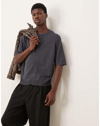 ASOS - Relaxed Boxy Fit Knitted Crew Neck Button Through T-shirt - Lyst