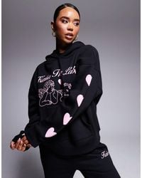 Kaiia - Sweat à capuche d'ensemble oversize avec logo et cœurs bombés sur la manche - /rose - Lyst