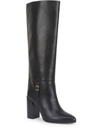SEQWL - Block Heel Knee High Boots With Pointed Toe And Buckle - Lyst