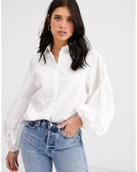ASOS Camisa de manga larga voluminosa de algodón - Blanco