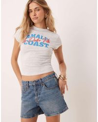 ASOS - Camiseta Gris Jaspeado Con Diseño Encogido Y Estampado Gráfico "Amalfi" De - Lyst