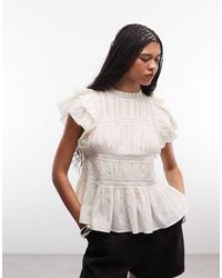AllSaints - Harriet Thrilly Lace Ruched Sleeveless Top - Lyst