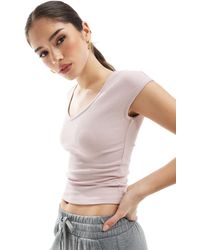 Bershka - V-neck Baby Tee - Lyst