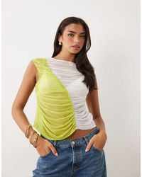 ASOS - Mesh Ruched Colour Block Tank Top - Lyst