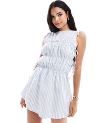 Collusion - Poplin Mini Dress With Shirred Tie Detail - Lyst