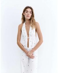Pull&Bear - Top dos nu à œillets - Lyst