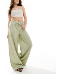 Stradivarius - Linen Look Wide Leg Trouser - Lyst