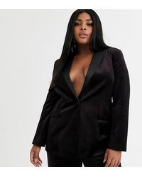 ASOS ASOS DESIGN Curve - Blazer de smoking en velours - Noir