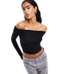 ASOS - Slinky Bardot Long Sleeve Top - Lyst