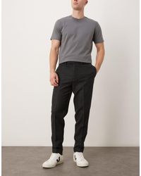ASOS - Smart Tapered Wool Mix Trousers With Check - Lyst