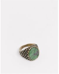 Reclaimed (vintage) Inspired - Zegelring Met Steen - Metallic