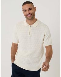 Threadbare - Diamond Cable Knit Quarter Zip Polo - Lyst