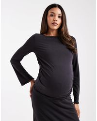 ASOS - Asos design maternity - top d'ensemble en modal près du corps à manches longues et ourlet ondulé - Lyst