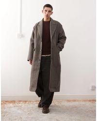 Weekday - Manteau à carreaux en laine mélangée - /beige - Lyst