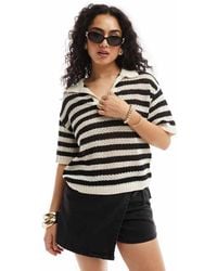 Jdy - Polo Y Blanco A Rayas De Punto Calado De - Lyst