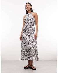 Barbour - Brianna Leopard Print High Neck Low Back Satin Dress - Lyst