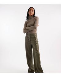 ASOS - Pantalones Verdes De Talle Bajo Y Corte Masculino De Cuero Sintético De Asos Design Tall - Lyst