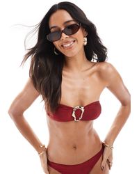 ASOS - Cheri Bandeau Bikini Top With Ring Front Detail - Lyst